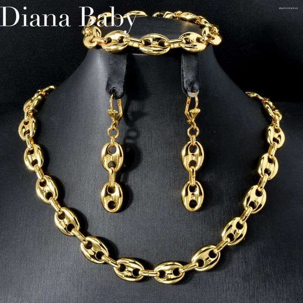 Orecchini di collana set 18k oro oro a rame da caffè a gocce di tana da ginnastica Bracciale 3pcs/set di gioielli punk hip hop street style 2024