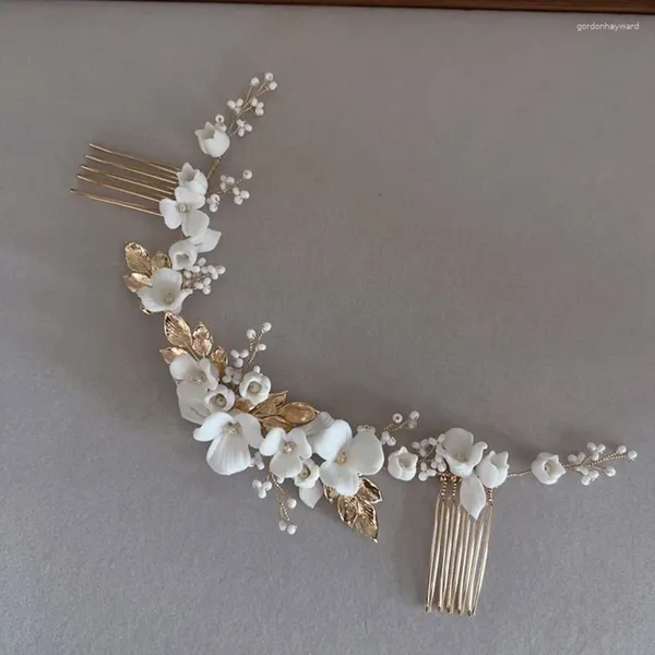 Clip per capelli in ceramica Floreale Floreale Complice Vine Pieno Oro Colore d'argento Donne Gioielli Banda per capelli Coperto di ragazze fatte a mano