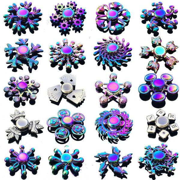 Rainbow Fidget Metal Spinner Spinner colorato di dito spinner ad alta velocità Fidget Toys per lo stress Reliefans Relief per gli adulti 240510