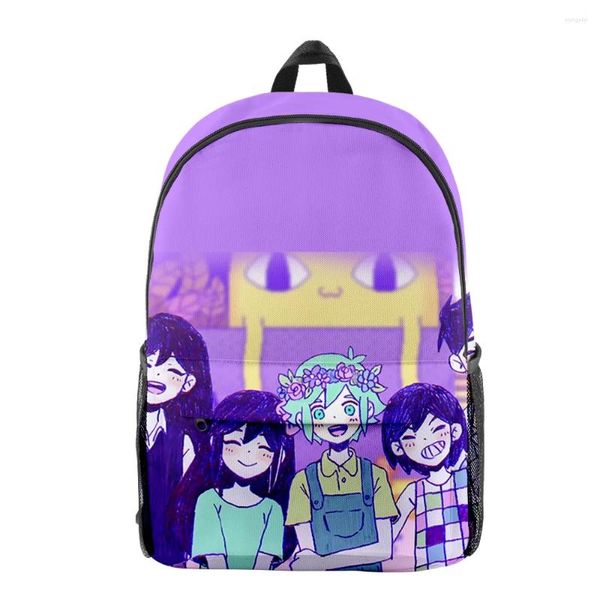 Backpack Fashion Hip Hop Funny Omori Pupil Bookbag Notebook Rucksäcke 3D -Druck Oxford wasserdichte Jungen/Mädchen Freizeitreisen