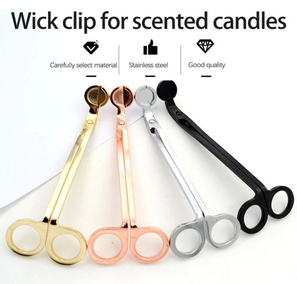 Tesoura de aço inoxidável Snuffers Candle Wick Trimmer Rose Gold Scissors Scissors Cutter Oil Lamp Trim Ferramentas FY43802968966