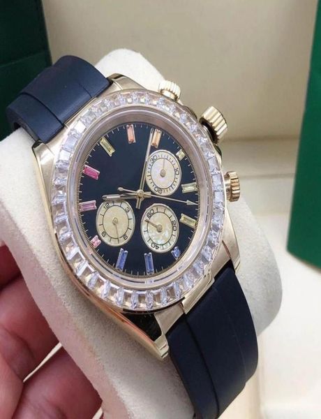 Designer Men039s orologio da 40 mm movimenti meccanici automatici diamanti anello in gomma cinturino pieghevole fibbia sport watch3438153