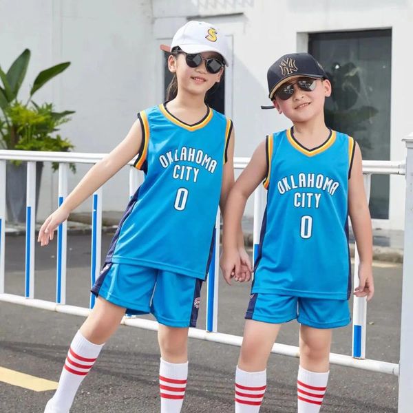 Set di abbigliamento 24/25 Suit per bambini Fans Boy Girl Basketball Thunder No. 0 Game Team Unifort Training gilet e pantaloncini