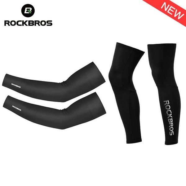 Rockbros buz ipek likra bacak ısıtıcı UV400 bisiklet bacak koruma diz pedleri yaz fitness koşu yarış bisiklet bacak kapakları 240425