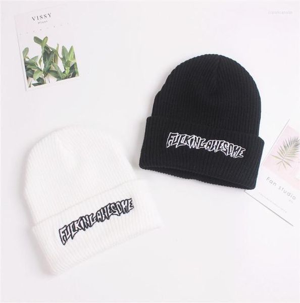 Шляпа Berets Men Women FUC Awesome Emelceary Winter Beanies Knit Turban Skullies Streetwear Hip Hop Bone 2022 Корейская бини Чапка Зи5057321