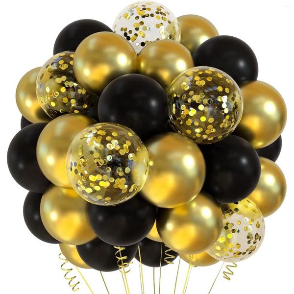 Decorazione per feste 30 pezzi di palloncini misti neri e oro.