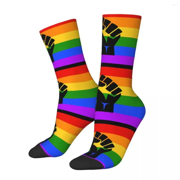 Calzini da uomo blm orgoglio arcobaleno lgbtq bandiera sport borse sport bouch rowpack boy girls mid-calf