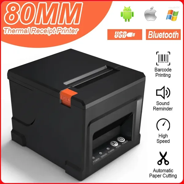 Impressora de recibo térmica de 80 mm Automático Cutter Restaurant Cozinha multifuncional POS USB LAN Bluetooth Desktop