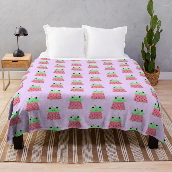 Decken Strawberry Frog Wurf Decke Flanellstoff Vintage Sofa Bett