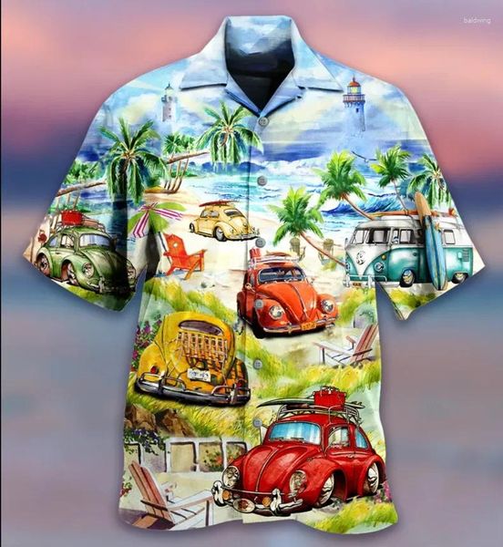 Camisas casuais masculinas Camisa de moda de verão Personagem Mesmo estilo de manga curta Cuba cuba Havaiana 3D Férias de férias impressas