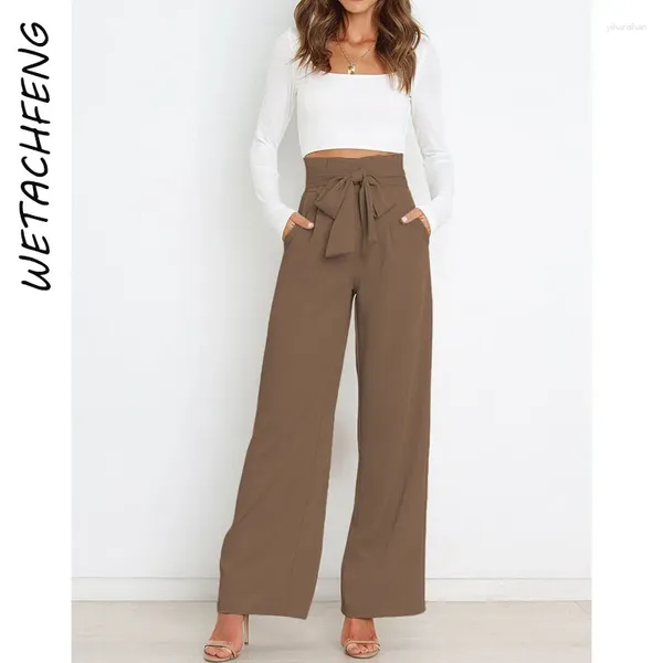 Frauenhosen Straight Anzug Hosen hohe Taillen Schäper Weitbein solide elegante schicke 2024 Mode Sommerbüro Dame Outwear Kleidung