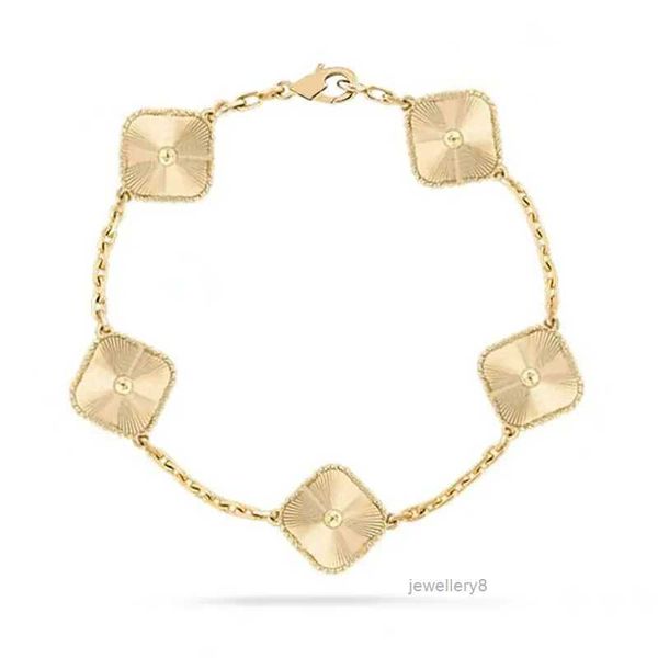 Designer -Armbänder Van Clover Armband vier Blattklee 18K Gold Liebe Armreifen Anhänger funkelnder Kristall Diamant für Frauen Mädchen Hochzeit Mutter Tag Schmuck