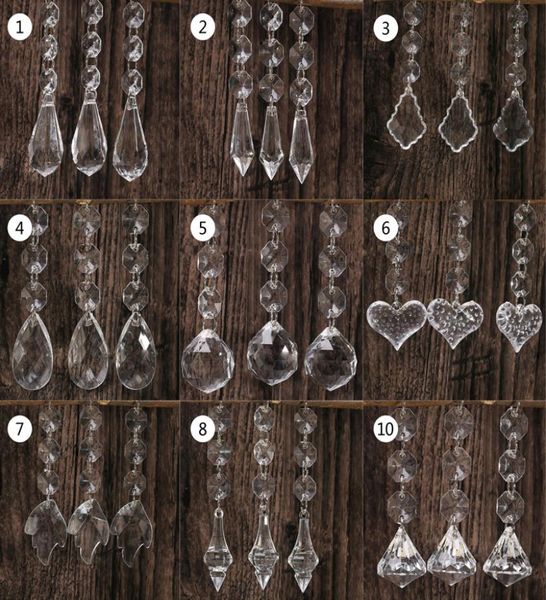 10pcs acrílico Crystal Beads Drop Shape Garland Chandelier pendurado decoração de festa de decoração de casamento Centerpieces para as Tabelas C01259401419