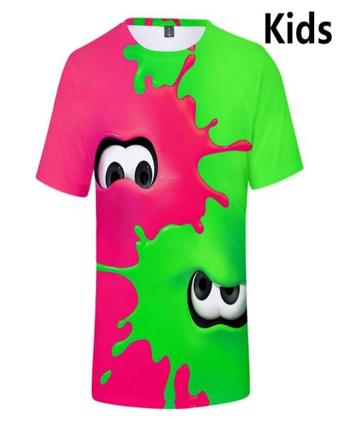 3 a 13 anos Crianças de tiro de camiseta Splatoon 3D Camiseta impressa Tshirt meninos meninos garotos de rua t camisetas