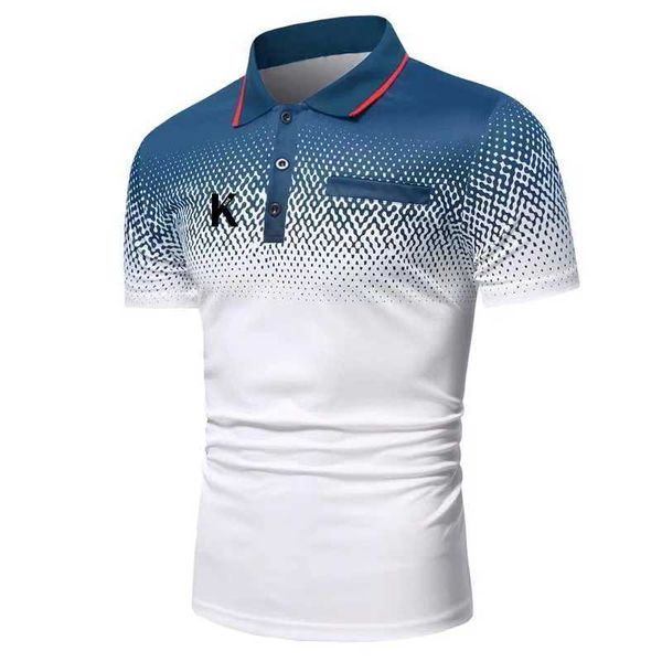 Polos masculinos k king impressão masculina camisa de pólo de verão esportes esportes curtos camisa de negócios de mangas curtas.Q240509