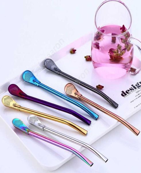 Paslanmaz Çelik Samanlar Metal İçme Pipetleri Filtre Yerba Mate için Kaşık Pipetleri Çay Bombilla Kabak Aksesuarları DHS44112296