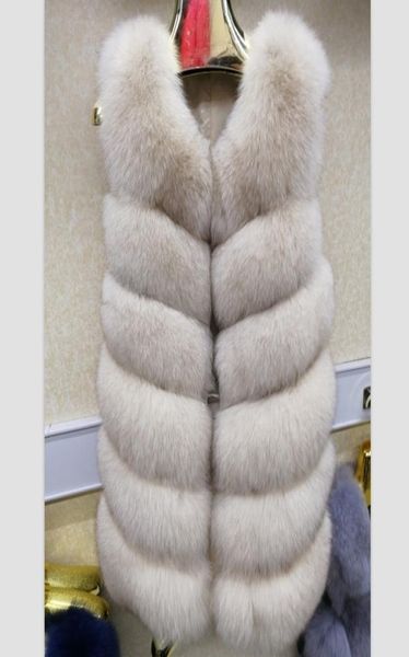 Donne039s Naturale Vero Blu Fox Furce WeltCoat Giacca da gilet Sleeveless Spesso inverno caldo inverno Long Lushy Long Long Y2015578972