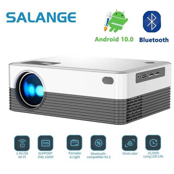 Projektoren Salange P35 Android 10 Projektor WiFi Portable Mini Video Beam Smart TV 1280 * 720DPI für Gaming -Filme Heimkinos 1080p 4K Video J240509