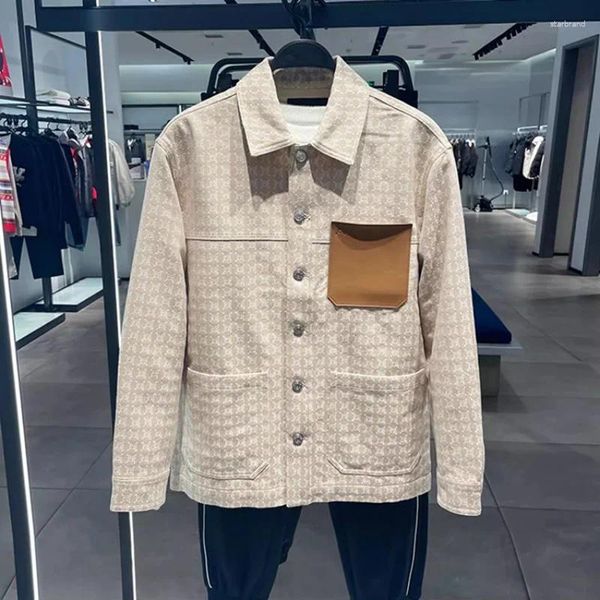 Giacche da uomo camicia primaverile a maniche lunghe kaki lettera di lavoro casual