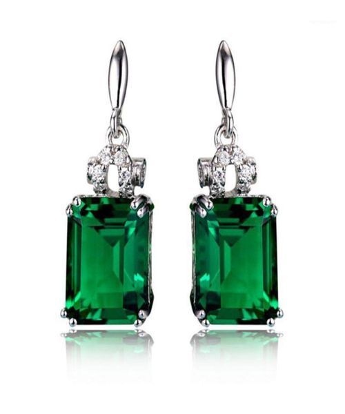 Gümüş Renk 925 Emerald Takı Küpe Kadınlar için Peridot Mistik Jade Taş Garnet Emerald Drop Küpeler Kadın11235275