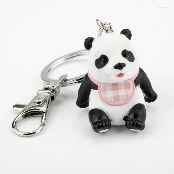 Keychains niedliche Tierpanda Schlüsselbund Böse Baby mit Lätzchen Wartezeit essen Anhänger Schlüsselringe Frauen Bag Puppenschlüssel hängen Accessoires