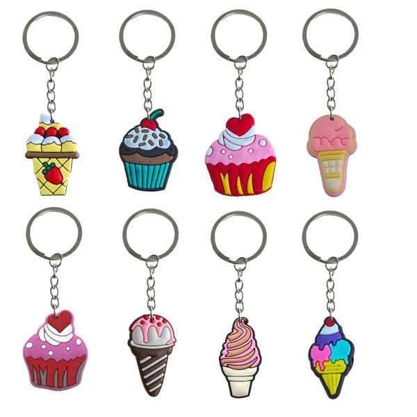 Schlüsselringe Ice Cream Theme Keychain Schlüsselring für Frauen Schlüsselanhänger Rucksack Keyrings Keyrings Taschen Geeignetes Schulbag Kids Party bevorzugt die Auto -Tasche Goo otbmn