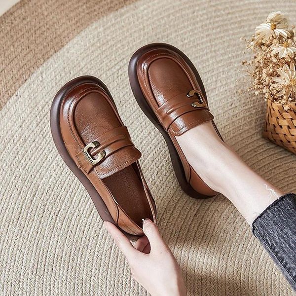 Sıradan Ayakkabı 2024 Kadın Mokasinler Orijinal Deri Bayanlar Rahat Kayma Loafers Günlük Ayakkabı Femme Yürüyüş Ayakkabı