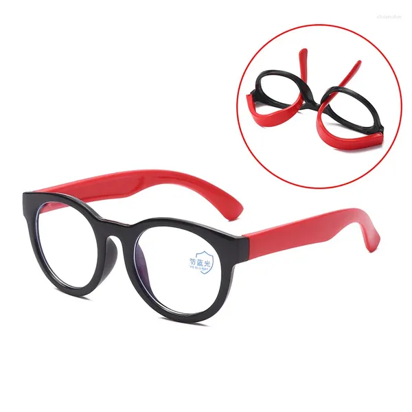 Sonnenbrille Silikon Runde Kinderbrillen Anti-Blau-helles Kinder Optische Rahmen Jungen Mädchen Computer transparent blockierende Brille im Freien