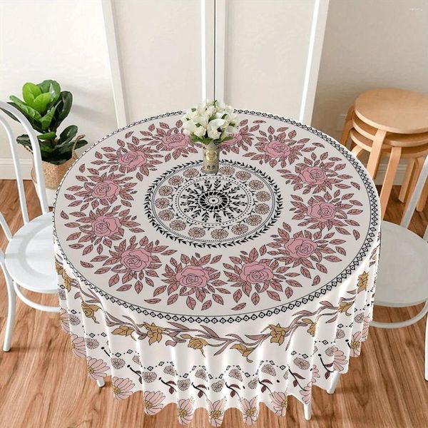 Panno tavolo elegante luminoso pattern floreale cucina casa cucina soggiorno a prova di polvere rotonda tovaglia per la cena