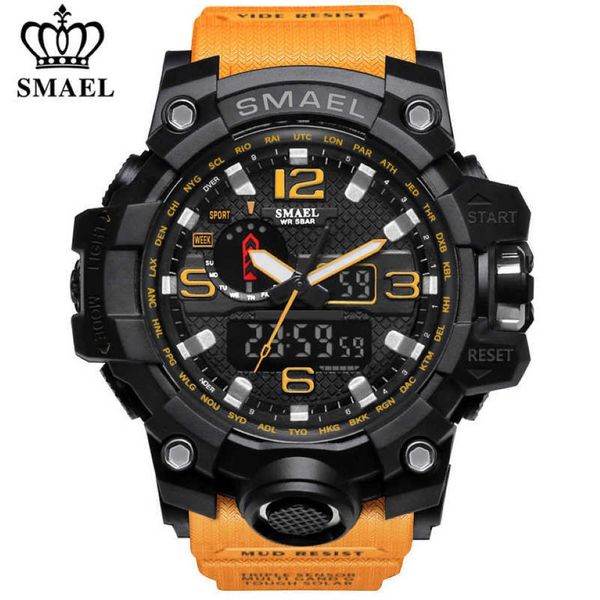 Smael Brand Luxury Military Sports Watches Men Quartz LED Analog Digital Watch Man Waterproof Orologio Dual display Orologi da polso X0625 320N