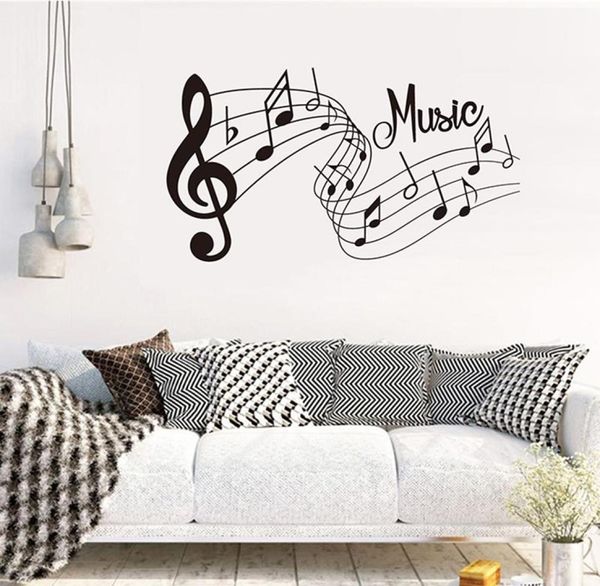 Adesivos de parede músicas de arte de moda sonora notas de melodia decalques de parede de parede quarto decoração de sala de estar de decoração de sala2026528458