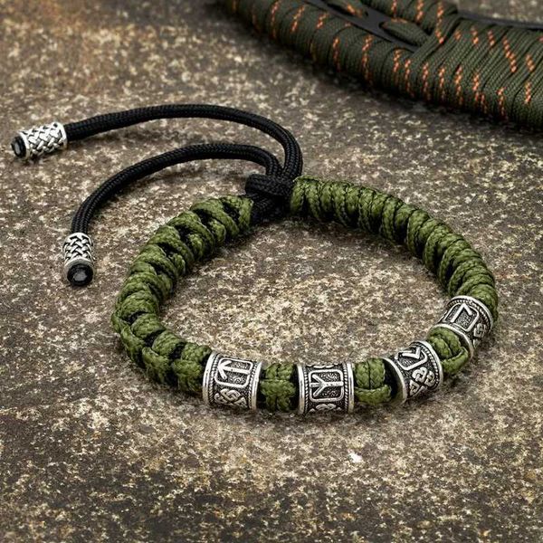 Braccialetti di fascino mkendn antichi Grecia viking rune rune amulet bead sopravvivenza bracciale uomo donna donne fatte a mano il polso regolabile del polso a mano Paracord gioielli Y240510