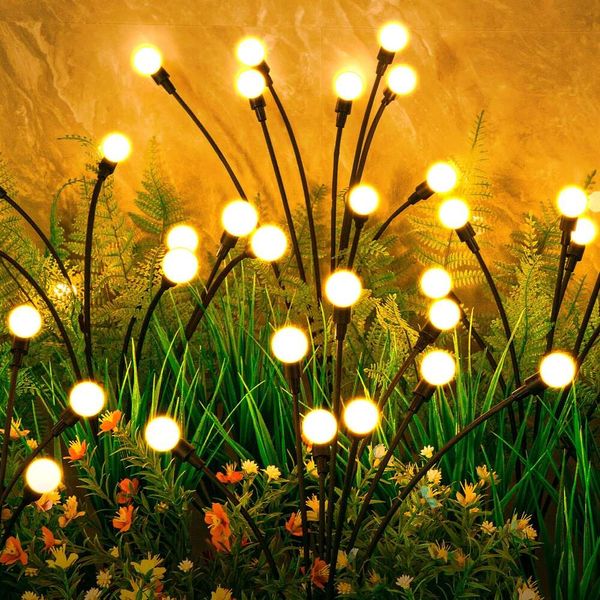 Garten Asmad 4 Pack 32 LED -Dekorationen Leuchten, Feuerzeug für Patio Pathway Outdoor Decor, Big Bulb Solar Swaying Lights
