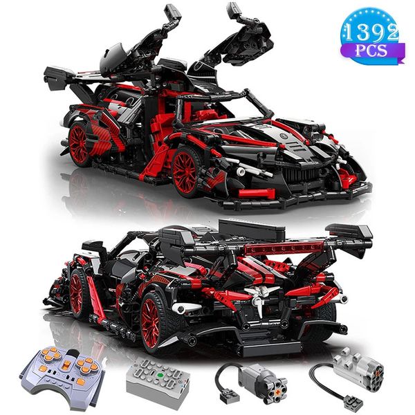 Idéias técnicas Famous Racing Car Assembly Blocks Blocks Speed ​​Speed ​​Vehicle Model Bricks Toys MOC For Boys Holiday Gifts 240428