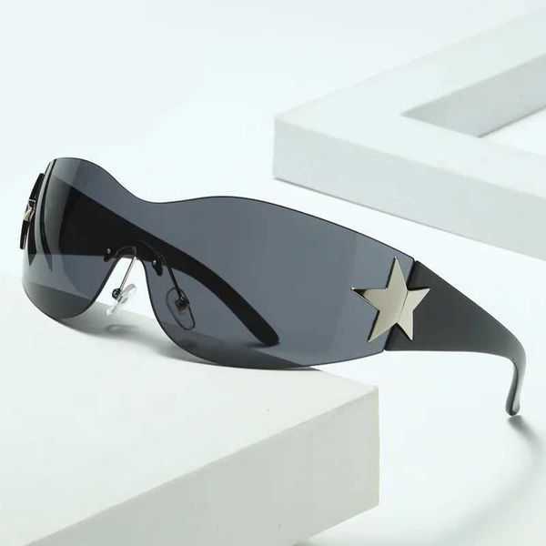 Óculos de sol 2023 Moda punk y2k óculos de sol femininos Tren WR Wr circundando óculos de sol Start Star Star Decorative Glasses UV400 Óculos J240508