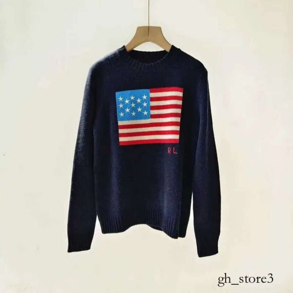 Herrenpullover Polos Strick RL Pullover Herren Damen Pullover 2023 US American Strick - Flagge High -End -Luxus bequeme Baumwollpullover 100% Garn Rl Bären Frauen 147