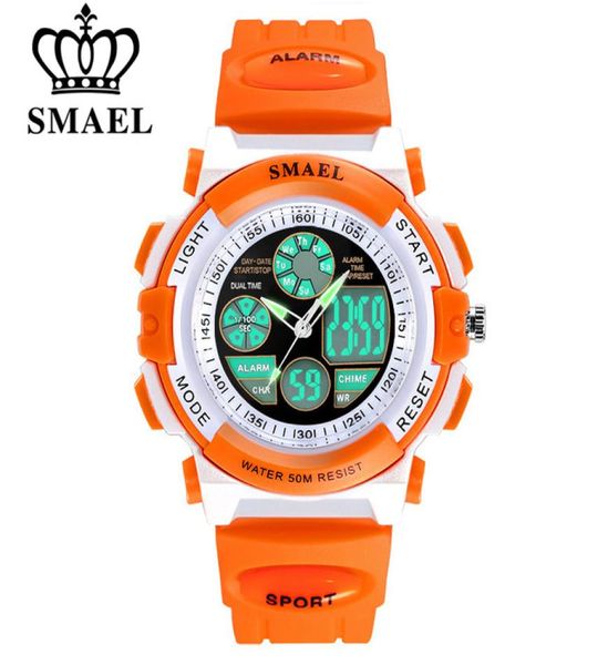 Smael Children 50m Waterproof Watchs Kids Kids Sports Cartoon Watch for Girl Boys Elastico Band Digital Double Time LED Owatch 5312946