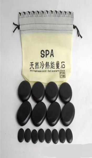 Massage Stones Massagem Energia Natural Massagem Conjunto de Pedras de Pedra Spa Rocal Pedra de Basalto 16pcs5690431