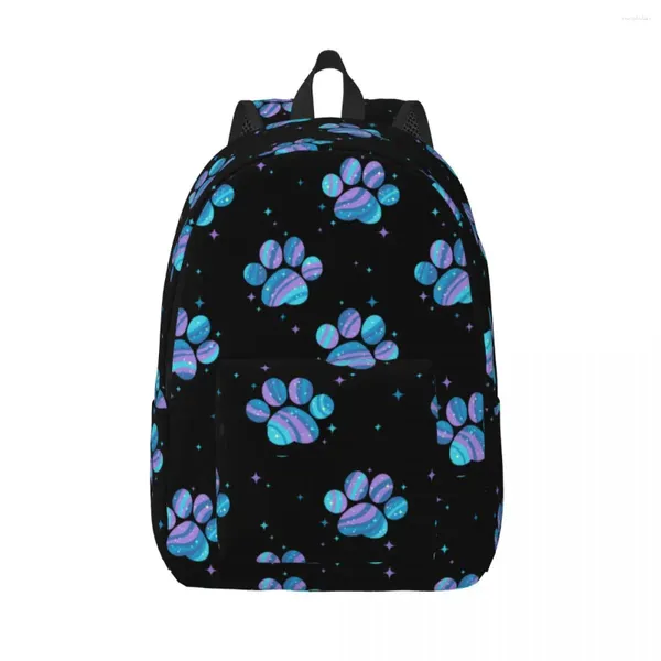 Mochila Mochila Personalizada Pata Starry Canvas Mochilas Homens Mulheres Bookbag Basic para Escola College Floral Dogs Bolsas de Animal