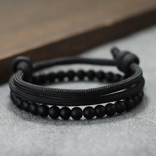 Charm Bracelets Noter Fashion 2pcs Männer Armband Set 2024 handgefertigtes Verstellbares Paracord Braslet Sommer Schmuck Surfer Nautical Bracet Y240510