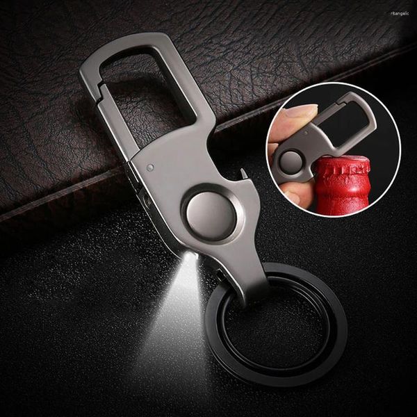 Keychains kreative multifunktionale Metall -Mini -Flaschenöffner Schlüsselring mit LED -Lampe kleine Clip -Geschenke für Männer Autokette