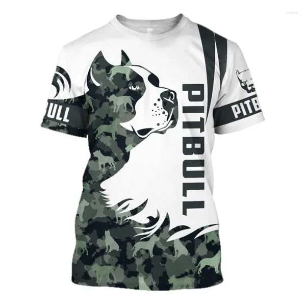 Camisetas masculinas 2024 Pet Pitbull Graphic 3D Imprimir verão