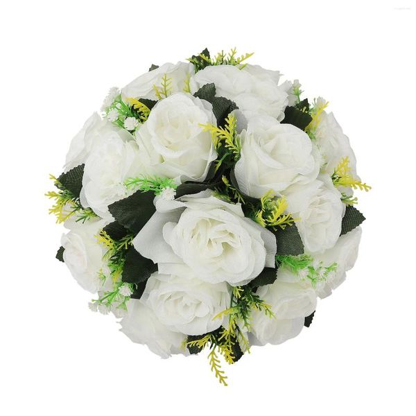 Flores decorativas mesa de casamento peças centrais bola bola rosa flor flor branca seda para arranjo