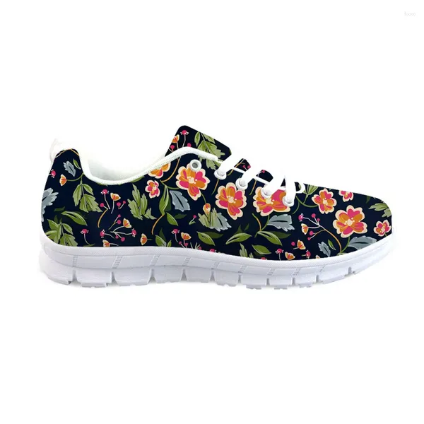 Scarpe casual ragazze con foglie verdi e fiori sneaker Sneaker Ladies Mesh Footwear Flat Flat 3D Shoe da corsa a stampa completa