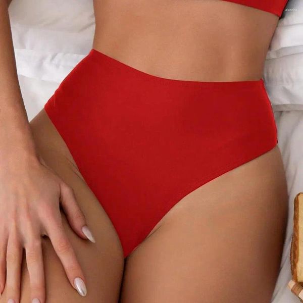 Damen Badebekleidung Ausschnitt Design Schwimmen hohe Taille Feste Farbstämme für Frauen schnell trocknen Bikini-Unterteile mit Rücken sexy