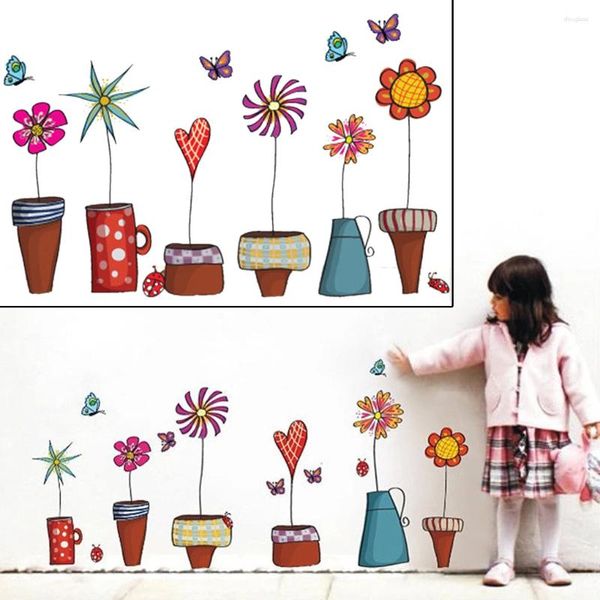 Adesivi da parete pianta pianta adesiva fiorito in vetro decorazione in vetro casa per bambini decalcomanie sfondo da pranzo rimovibile rimovibile
