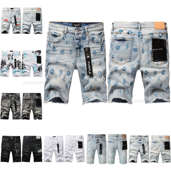 lila Jeans lila kurze Herren lila Marke Jeans Hosen Sommer Hole High Street Lila Jeans Shorts Lila Retro Retro Retro Jeans Jeans Denim gewaschene neue Jeans kurz