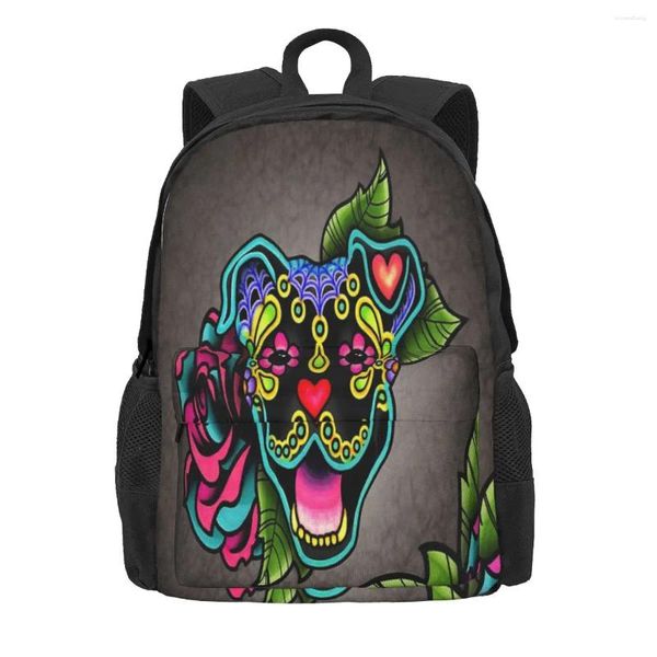 Mochila Sorrindo pit bull em preto 1 mochilas bolsas masculinas para homens homens mulheres