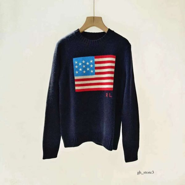 Herrenpullover Polos Strick RL Pullover Männer Damen Pullover 2023 US American Strick - Flagge High -End -Luxus komfortabler Baumwollpullover 100% Garn Rl Bären Frauen 902