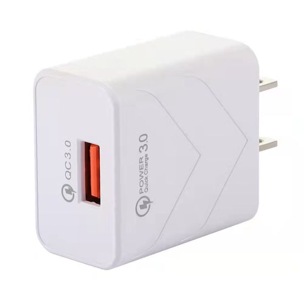 18W QC3.0 Charge rápido EU US 3A Plugue de carregador de parede USB rápido para iPhone 12 13 14 15 Samsung Tablet PC Android Phone